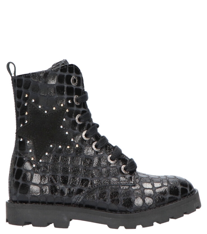 Shoesme Shoesme veterboot <span>TA21W024-C</span> BLACK CROCO Shoesme veterboot <span>TA21W024-C</span> TA21W024-C zwart - www.bremmerschoenen.live - Bremmer Schoenen