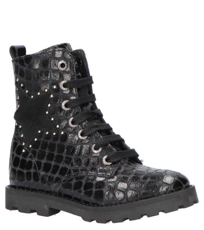 Shoesme Shoesme veterboot <span>TA21W024-C</span> BLACK CROCO Shoesme veterboot <span>TA21W024-C</span> TA21W024-C zwart - www.bremmerschoenen.live - Bremmer Schoenen