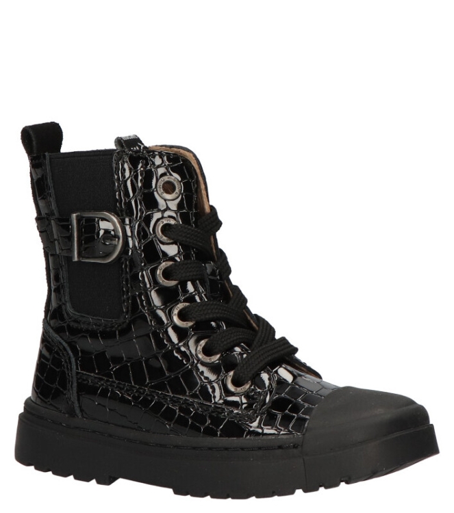 Shoesme Shoesme veterboot <span>SW22W030-C</span> C black croco Shoesme veterboot <span>SW22W030-C</span> SW22W030-C zwart - www.bremmerschoenen.live - Bremmer Schoenen